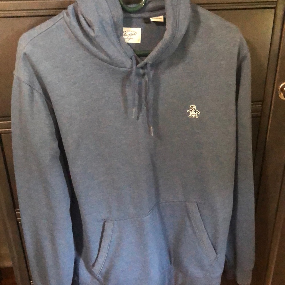 Men’s blue penguin hoodie size large